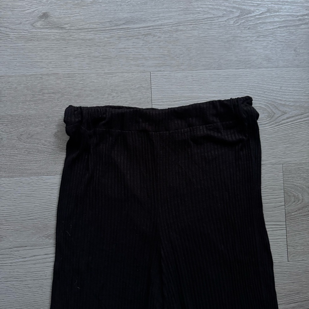 Pink Woman Ribbed Wide Leg Pants - Picture 3 of 5